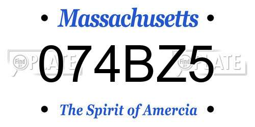074BZ5 Massachusetts License Plate