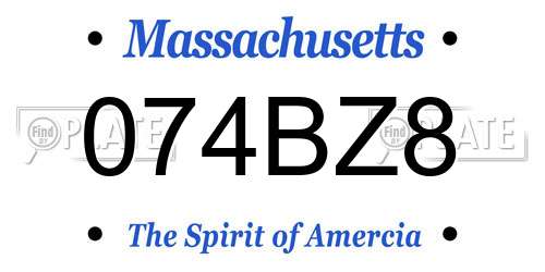 074BZ8 Massachusetts License Plate