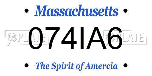 074IA6 Massachusetts License Plate