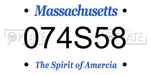 074S58 Massachusetts License Plate