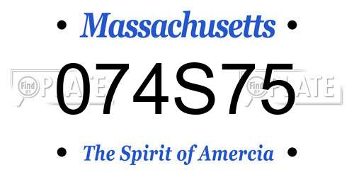 074S75 Massachusetts License Plate