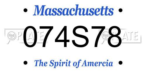074S78 Massachusetts License Plate