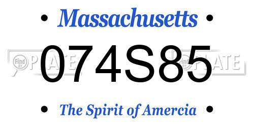 074S85 Massachusetts License Plate