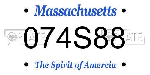074S88 Massachusetts License Plate