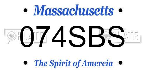 074SBS Massachusetts License Plate
