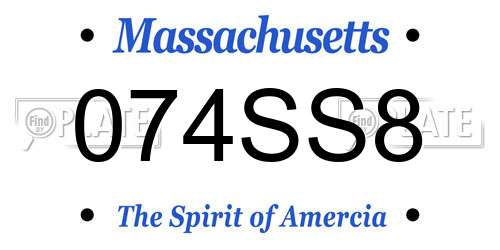074SS8 Massachusetts License Plate