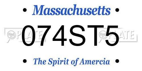 074ST5 Massachusetts License Plate