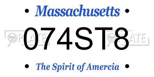 074ST8 Massachusetts License Plate