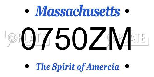 0750ZM Massachusetts License Plate