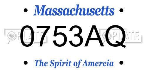 0753AQ Massachusetts License Plate