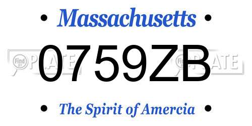 0759ZB Massachusetts License Plate