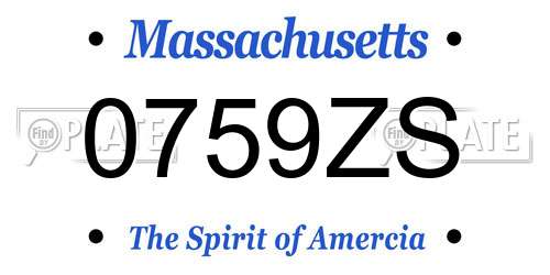 0759ZS Massachusetts License Plate
