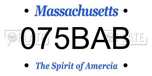075BAB Massachusetts License Plate