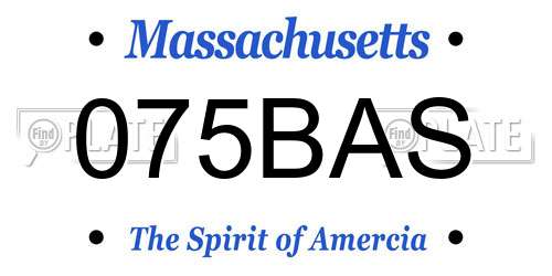 075BAS Massachusetts License Plate