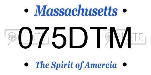 075DTM Massachusetts License Plate