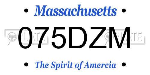 075DZM Massachusetts License Plate