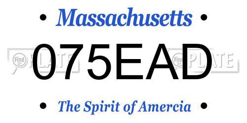 075EAD Massachusetts License Plate