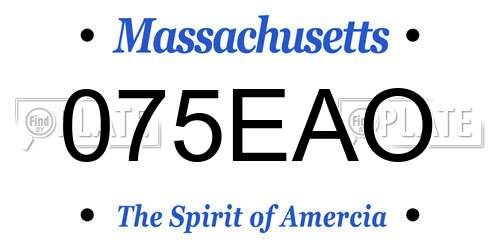 075EAO Massachusetts License Plate