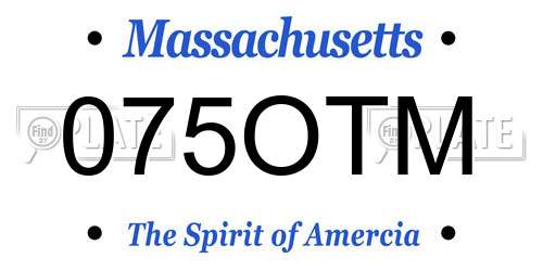 075OTM Massachusetts License Plate