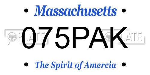 075PAK Massachusetts License Plate