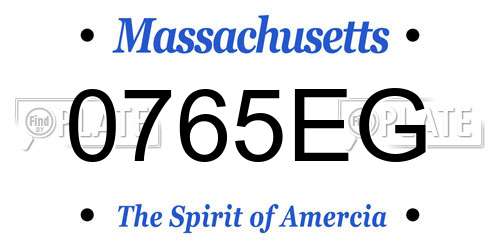0765EG Massachusetts License Plate