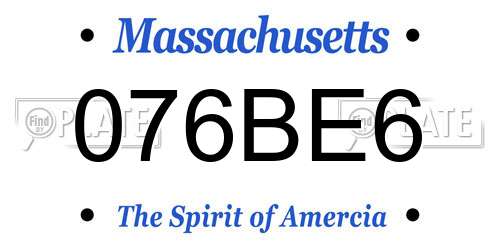 076BE6 Massachusetts License Plate
