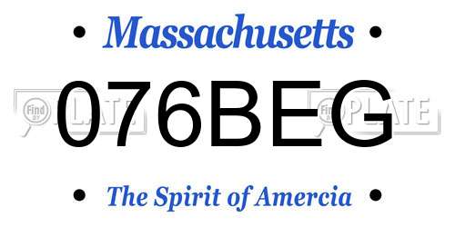 076BEG Massachusetts License Plate