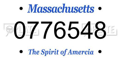 0776548 Massachusetts License Plate