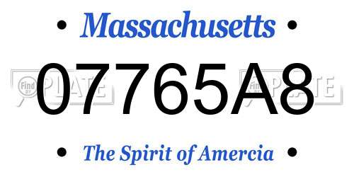 07765A8 Massachusetts License Plate
