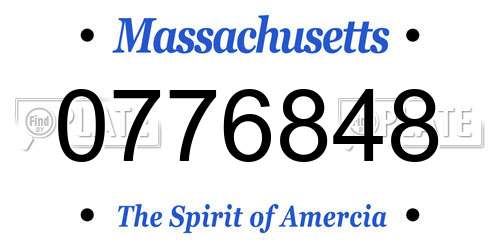 0776848 Massachusetts License Plate