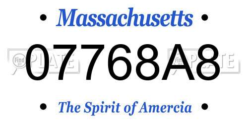 07768A8 Massachusetts License Plate