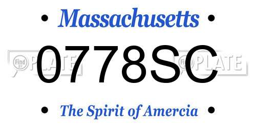 0778SC Massachusetts License Plate