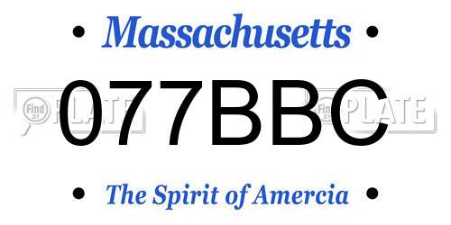 077BBC Massachusetts License Plate