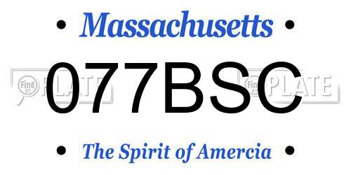 077BSC Massachusetts License Plate
