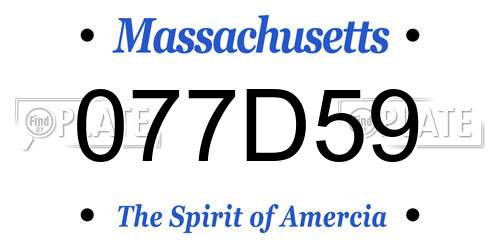077D59 Massachusetts License Plate