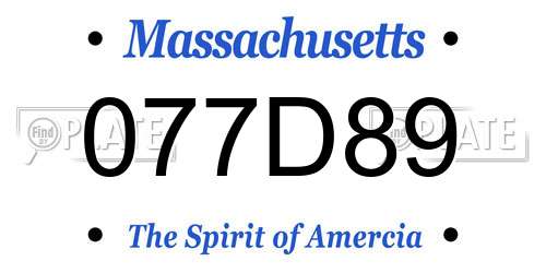 077D89 Massachusetts License Plate
