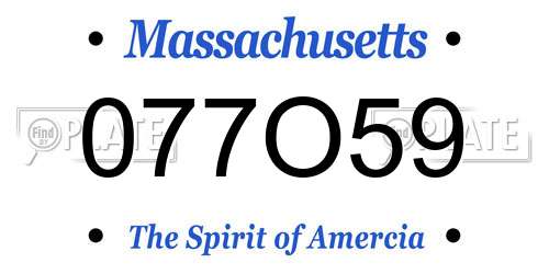 077O59 Massachusetts License Plate