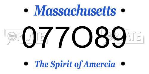 077O89 Massachusetts License Plate