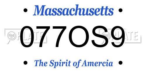 077OS9 Massachusetts License Plate