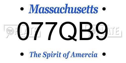 077QB9 Massachusetts License Plate