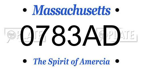 0783AD Massachusetts License Plate