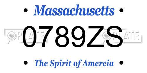 0789ZS Massachusetts License Plate