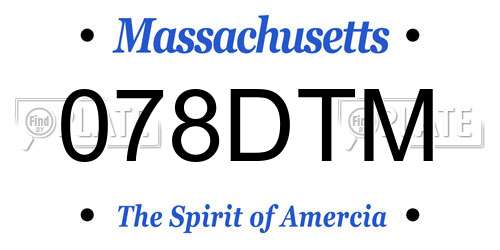 078DTM Massachusetts License Plate