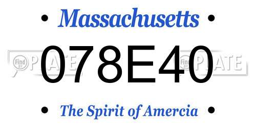 078E40 Massachusetts License Plate