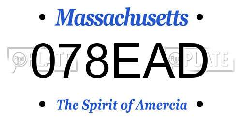 078EAD Massachusetts License Plate