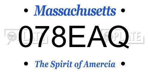078EAQ Massachusetts License Plate