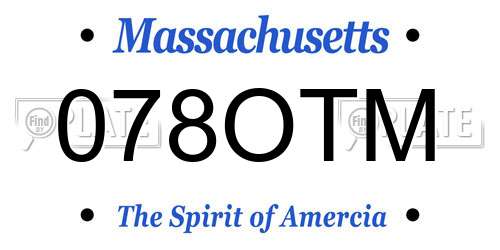 078OTM Massachusetts License Plate