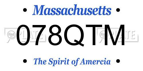 078QTM Massachusetts License Plate