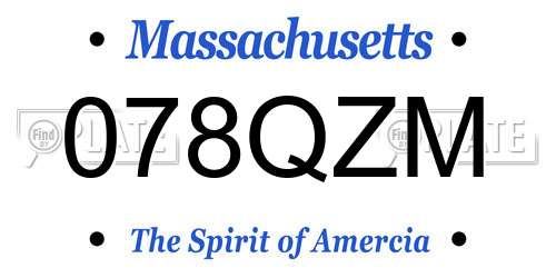 078QZM Massachusetts License Plate