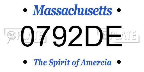 0792DE Massachusetts License Plate